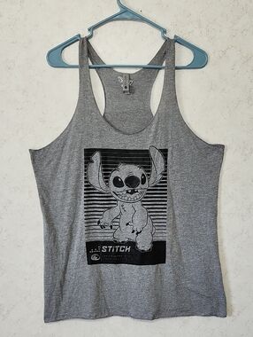 Heather Grey Racerback Tank Top Stitch Graphic Lightweight Summer Casual New